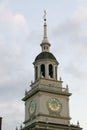 Clock tower of Independence Hall in historic Philadelphia, Pennsylvania where Declaration of Independence was signed Royalty Free Stock Photo