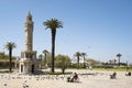 Clock tower of Izmir Turkey. Empty streets because of Coronavirus pandemi. People of is izmir is staying home