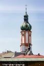 Clock tower Kostel sv. Jakuba church in center of Frydek-Mistek city Royalty Free Stock Photo