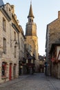 Clock tower located at Rue de l`Horloge in Dinan, Brittany