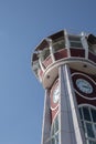 The clock tower at Loeng Siu Park has the sky behind. Royalty Free Stock Photo