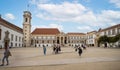 Clock tower and Main entrance to the old part of University of Coimbra, Portugal Royalty Free Stock Photo