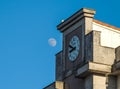Clock tower and moon Royalty Free Stock Photo