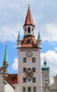 Clock tower of Munich Old Town Hall on central square Marienplatz Royalty Free Stock Photo