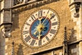 Clock Tower of New Town Hall Rathaus close-up, Munich, Bavaria, Germany Royalty Free Stock Photo