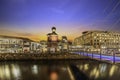 Clock tower at night in waterfront cape town South Africa Royalty Free Stock Photo