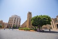 The clock-tower in Nijmeh Square in downtown Beirut. Beirut, Lebanon - June, 2019 Royalty Free Stock Photo