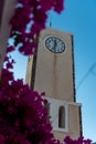 Clock tower in Oia village, Santorini island, Greece Royalty Free Stock Photo