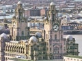 Clock tower and old architecture in liverpool city Royalty Free Stock Photo