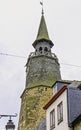 Clock tower of old church in Dinan, France Royalty Free Stock Photo