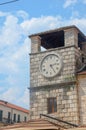 Clock tower in Old City, Kotor. Montenegro Royalty Free Stock Photo