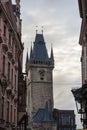 Clock tower of Old Town Hall, a major landmark of Prague, Czech Republic, also called staromestska radnice