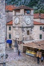 Clock tower on Old Town of Kotor, Montenegro