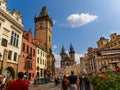 The Clock Tower with The Old Town Square and Our Lady Before Tyn in the background, Prague, Czech Republic Royalty Free Stock Photo