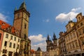 The Clock Tower with The Old Town Square and Our Lady Before Tyn in the background, Prague, Czech Republic Royalty Free Stock Photo