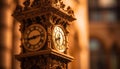 Clock tower ornate illuminates city life generated by AI