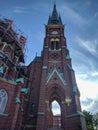 Clock tower of Oscar Fredriks Church, Gothenburg, Sweden.