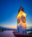 Clock Tower on the Petrovaradin fortress, Novi Sad, Serbia at sunset Royalty Free Stock Photo