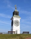 Clock tower at the Petrovaradin Fortress where the Exit Festival is held. It is one of the symbols of the city of Novi Sad Royalty Free Stock Photo