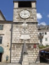 The Clock Tower and the Pillar of Shame in Kotor, Montenegro