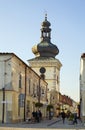 Clock tower on Pilsudski street in Krosno. Poland Royalty Free Stock Photo