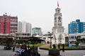 Clock tower of the Plaza Prat in Iquique, Chile with a blue and clear sky. Torre del Reloj Plaza Prat Iquique, Chile