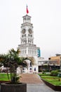 Clock tower of the Plaza Prat in Iquique, Chile with a blue and clear sky. Torre del Reloj Plaza Prat Iquique, Chile