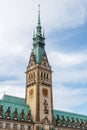 Clock tower of Rathaus Town Hall of Hamburg