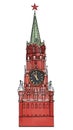 Clock tower on Red Square isolated coloured sketch