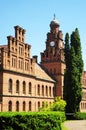 Clock tower in residence of Bukovinian and Dalmatian Metropolitans, now part of Chernivtsi University Royalty Free Stock Photo