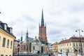 Clock tower of Riddarholm Church, the church of a former medieval abbey in Stockholm, Sweden. The church serves as the final