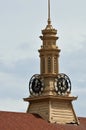 1920 clock tower on roof of train station Royalty Free Stock Photo