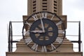 100yearold clock on railroad station tower. Royalty Free Stock Photo