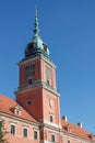 Clock Tower of Royal Castle in the Warsaw Old Town, Poland Royalty Free Stock Photo