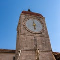 Clock Tower of Saint Sebastian Church in the Center of Trogir Royalty Free Stock Photo
