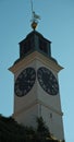 Clock tower with small bell tower at top in Novi Sad, Serbia Royalty Free Stock Photo