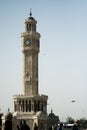 Clock tower and some people at Konak Square Izmir Turkey and in day time Royalty Free Stock Photo