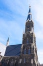 Clock Tower and Spire of Historic Church Royalty Free Stock Photo