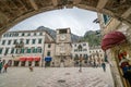 Historical clock tower and Old Town in Kotor