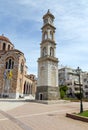 The clock tower of St. Nicholas cathedral, Volos, Greece Royalty Free Stock Photo
