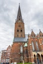 Clock tower of St. Peter`s Church in Hamburg, a Protestant cathedral since the Reformation and its congregation forms part of the