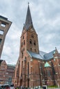 Clock tower of St. Peter`s Church in Hamburg, a Protestant cathedral since the Reformation and its congregation forms part of the