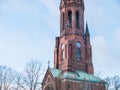 Clock tower and steeple of an old church Royalty Free Stock Photo