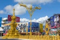 Clock tower and street lamp in national style, Chiang Rai Royalty Free Stock Photo