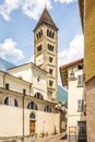 Clock tower in the streets of Tirano - Italy Royalty Free Stock Photo