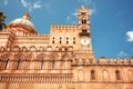 Clock tower of the 18th century catholic Palermo Cathedral, Sicily. UNESCO World Heritage Site Royalty Free Stock Photo