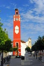 The Clock Tower -Torre del Reloj- in Almaden de la Plata, Seville province, Andalusia, Spain