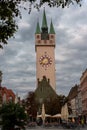 Clock Tower of the Town Hall in Straubing, Bavaria Royalty Free Stock Photo