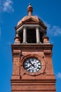 Clock tower at the train station Bolton Lancashire July 2020