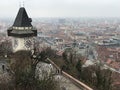 He Clock Tower Uhrturm of the Schlossberg Castle hill in Graz, Austria. Royalty Free Stock Photo